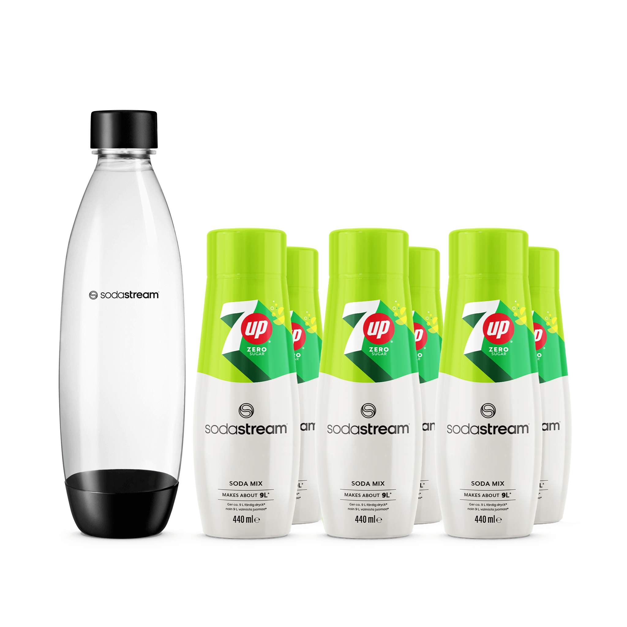 6-pak 7UP Zero + 1L opvaskemaskine sikker Fuse flaske sodastream