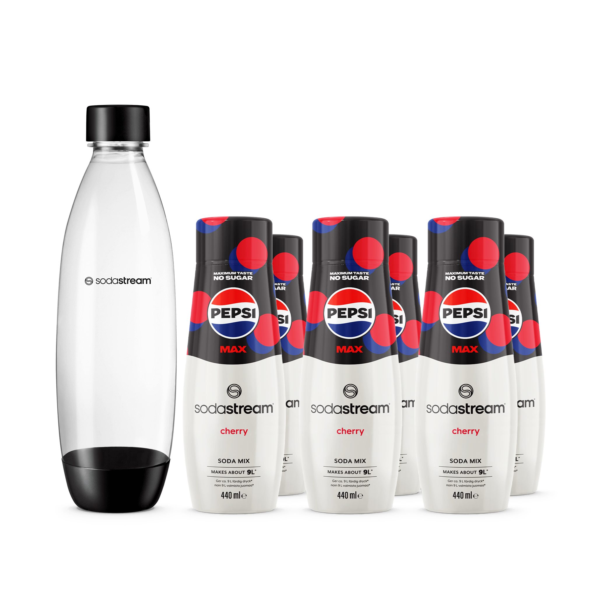 6-pak Pepsi Max Cherry + 1L opvaskemaskine sikker Fuse flaske sodastream